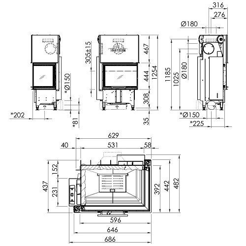 Aperçu: Insert bois Spartherm Varia 2R-62h 6,9 kW indépendant de l’air ambiant