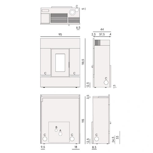 Aperçu: Poêle à granulés Cadel Mithos Plus 14 Ps 14 kW