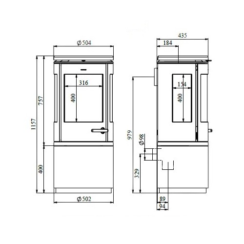 Aperçu: Poêle à bois Morsoe 7943 | 7,3 kW avec un compartiment pour ranger le bois