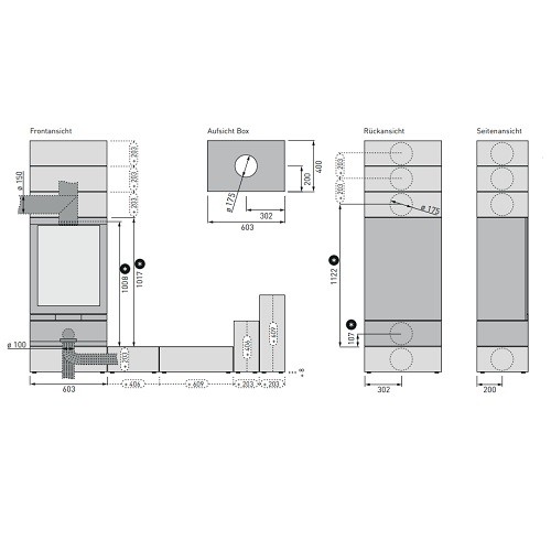 Aperçu: Poêle à bois Skantherm Brennkammer Elements 603 Front 6kW