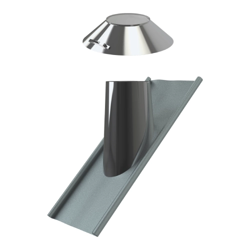 Solin inox bavette plomb 45° avec larmier - double paroi - Reuter Systèmes DW