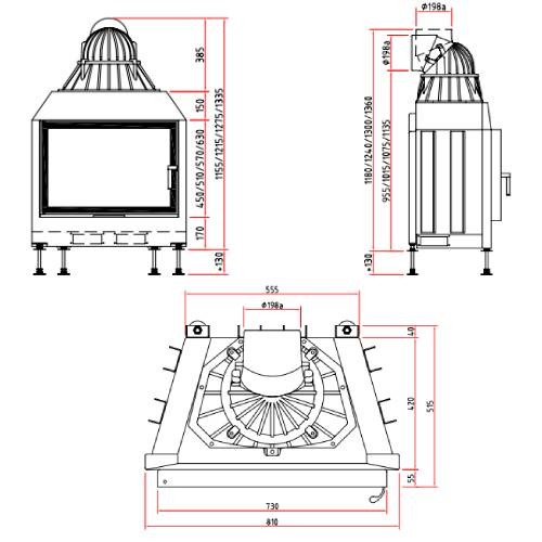 Aperçu: Insert bois SCHMID Lina 73 s porte pivotante 9 kW