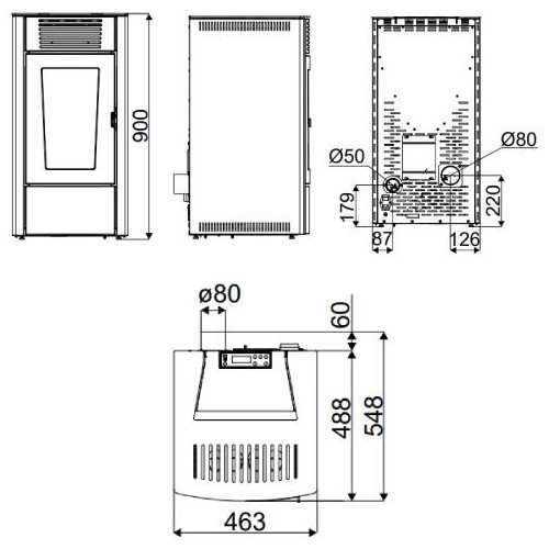 Aperçu: Poêle à granulés RED Dalia Air 6 S1 6,3 kW