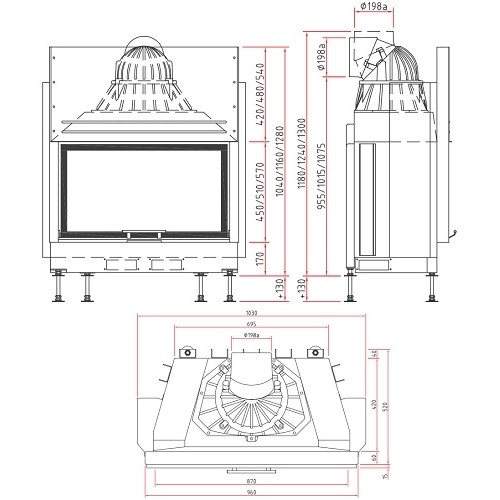 Aperçu: Insert bois SCHMID Lina 87 h avec porte coulissante 10 kW