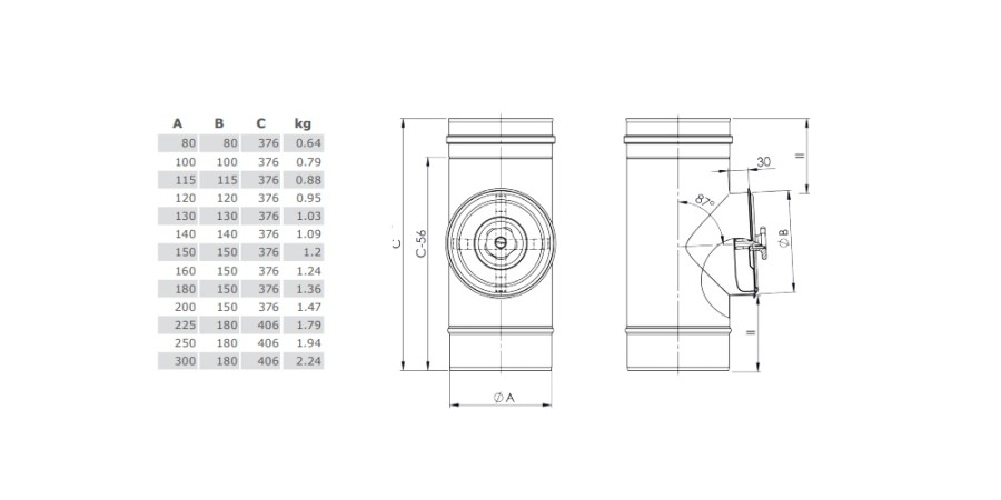 Aperçu: Element d'inspection avec coffre - 210x140 - conduit simple paroi - TEC-EW-SILVER