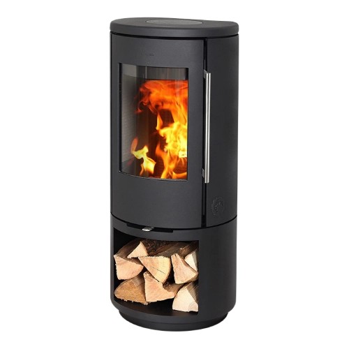 Aperçu: Poêle à bois Morsoe 7343 | 4,3 kW avec un compartiment pour ranger le bois