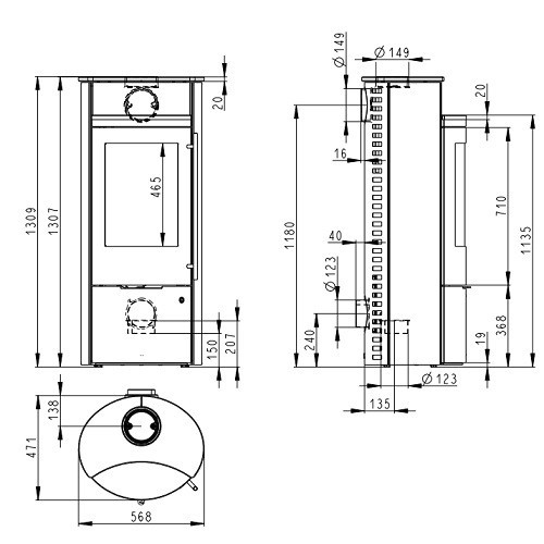 Aperçu: Poêle à bois Olsberg Caldera Compact II 6 kW étanche