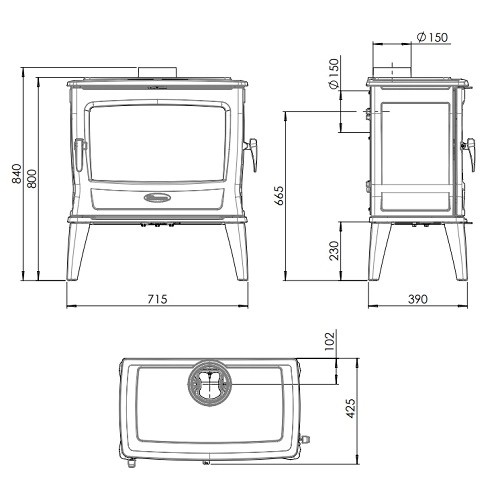 Aperçu: Poêle à bois Dovre Tai 55 WD 11 kW