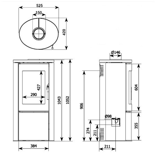 Aperçu: Poêle à bois Novaline Eurohr Zara 5,5 kW