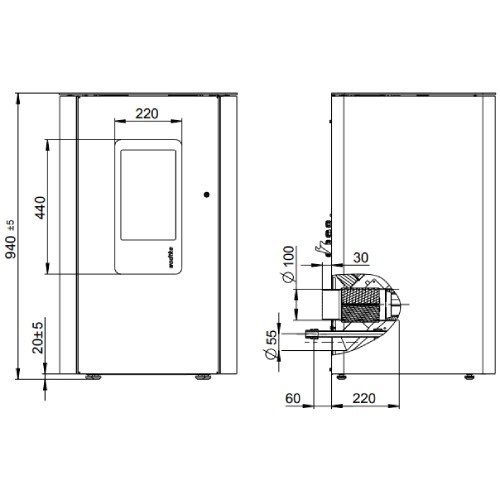 Aperçu: Poêle à granulés Wodtke Jack Water+ 8/10 kW hydro