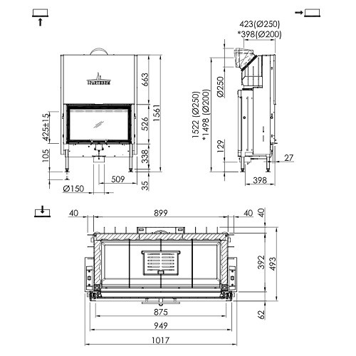 Aperçu: Insert bois Spartherm Varia1V-87h 9,5 kW porte coulissante