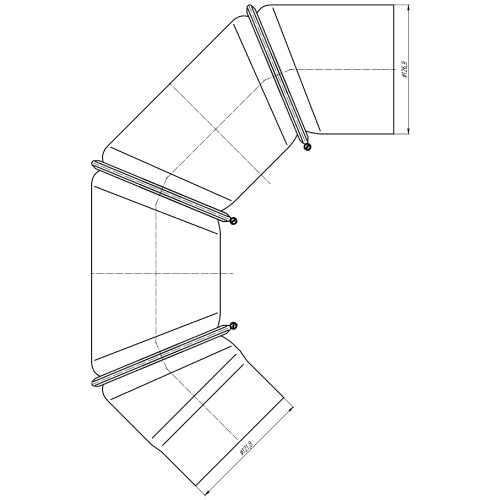 Aperçu: Conduit poêle à bois - Coude mobile 0-90° 4 pièces sans porte - noir - Tecnovis TEC-Stahl