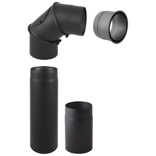 Kit de conduit de fumée 200 mm pour inserts et foyers modulaires - noir - Reuter Ferrum