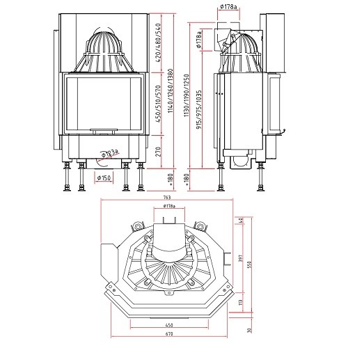 Aperçu: Insert bois SCHMID Pano 67 h porte coulissante 9 kW