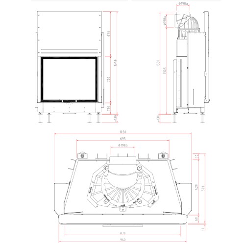 Aperçu: Insert bois SCHMID Lina 8770 h porte coulissante 19 kW