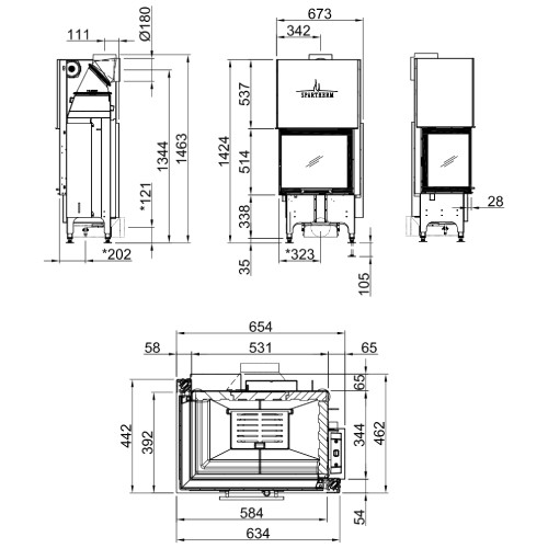 Aperçu: Insert bois Spartherm Varia 2L-55h 7 kW porte coulissante