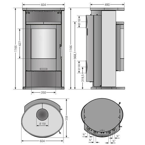 Aperçu: Poêle à bois Justus Island Aqua 2.0 | 10 kW hydro