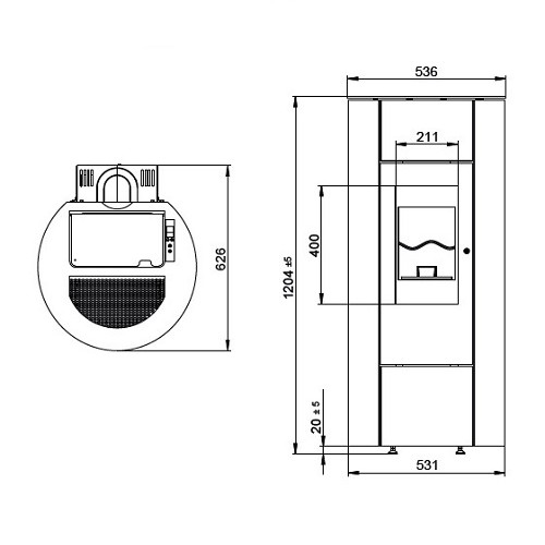 Aperçu: Poêle à granulés Wodtke soleo.nrg V12 air+ 6/8 kW