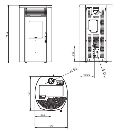 Aperçu: Poêle à granulés Royal Rondine Air 80 US 8 kW