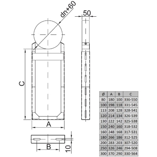 Aperçu: Bride murale réglable type 4 - double paroi - Reuter Systèmes DW