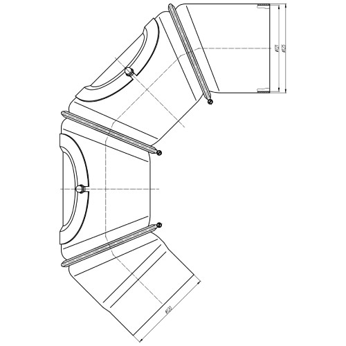 Aperçu: Conduit poêle à bois - Coude mobile 0-90° 3 pièces avec 2 portes - noir - Tecnovis TEC-Stahl