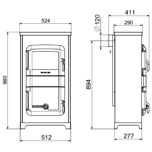 Aperçu: Poêle à bois Wamsler RH-8 A/D avec feu continu automatique 8 kW