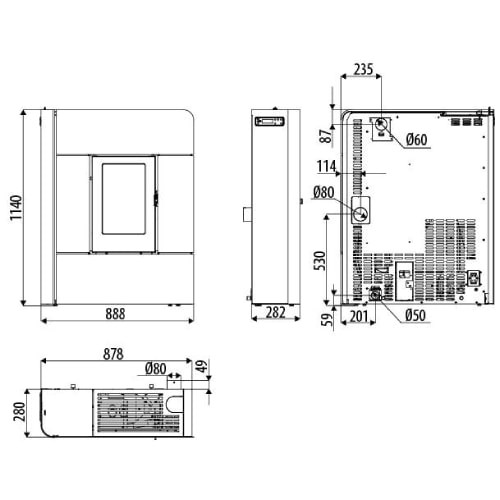 Aperçu: Poêle à granulés MCZ RAAM Comfort Air 8 S2 7,8 kW