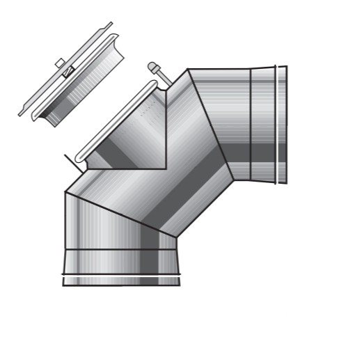 Coude 90° avec trappe d'inspection BHKW - simple paroi - Raab EW-FU