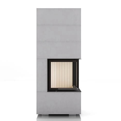 Foyer modulaire Brunner BSK 01, cheminée d'angle 10 kW, porte coulissante