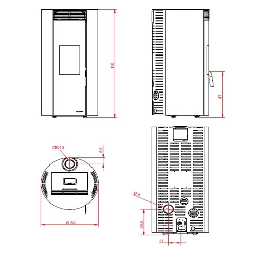 Aperçu: Poêle à granulés Palazzetti Ecofire Emily TC US 6 kW