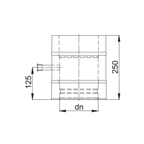 Aperçu: Élément droit 250 mm avec purge latérale 1/2'' - double paroi - Reuter DW-BLUE