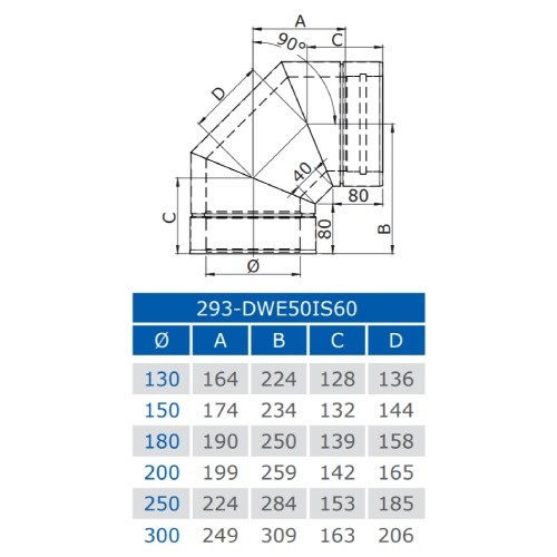 Aperçu: Coude 90° - double paroi - Jeremias DW-BLACK 50