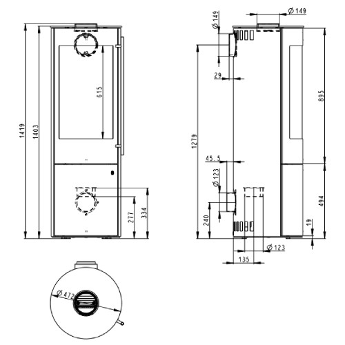 Aperçu: Poêle à bois Olsberg Palena Plus Compact 5 kW étanche