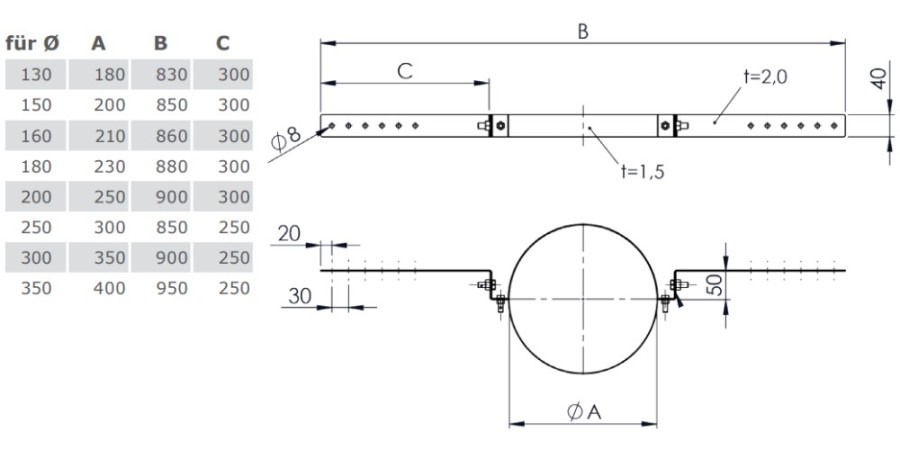 Aperçu: Support au toit light - double paroi - TEC-DW-STANDARD