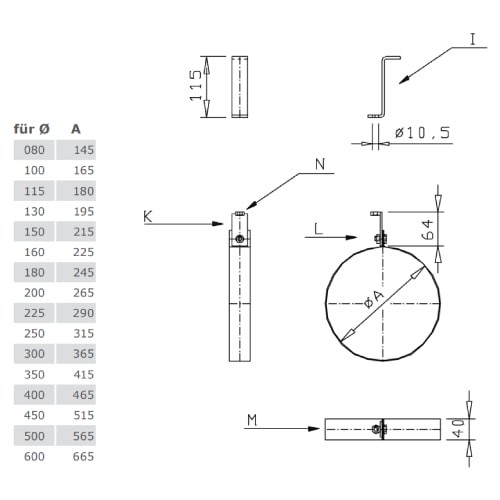 Aperçu: Collier de suspension au plafond pour tiges filetées M8 - Tecnovis TEC-DW-CLASSIC et TEC-DW-SILVER