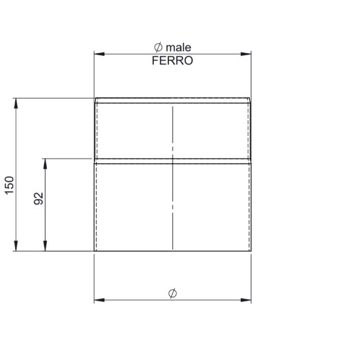 Aperçu: Conduit poêle à bois - Elément droit 150 mm - noir - Tecnovis TEC-Stahl