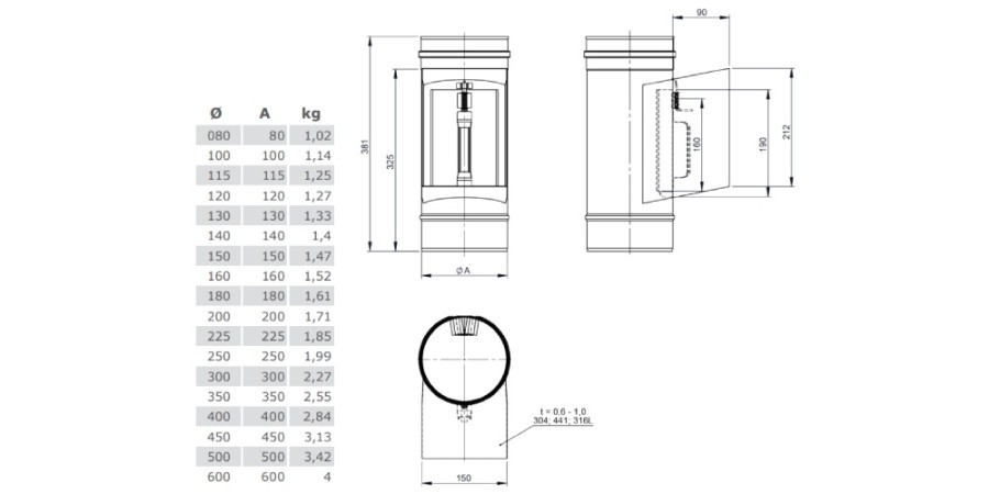 Aperçu: Element d'inspection avec coffre et capot 210 x 140 mm - simple paroi - Tecnovis TEC-EW-CLASSIC