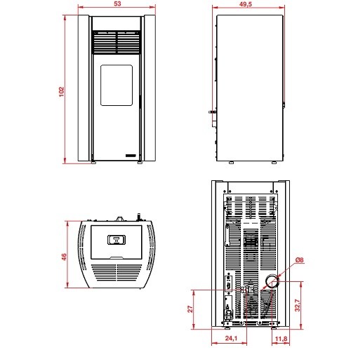 Aperçu: Poêle à granulés Palazzetti Ecofire Milù 8 kW