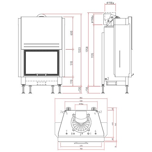 Aperçu: Insert bois SCHMID Lina W 6751 h porte coulissante 14,5 kW Hydro