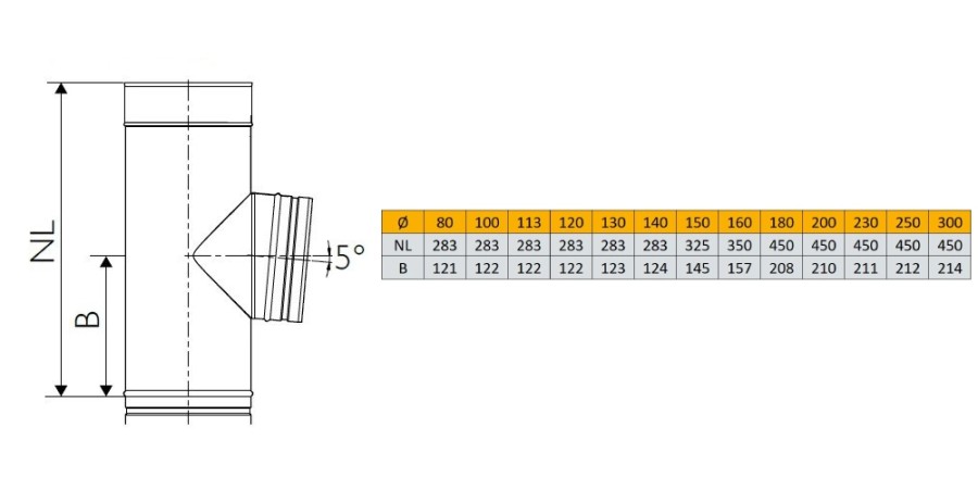 Aperçu: Raccordement conduit de fumée 85° avec douille - simple paroi - Schiedel PRIMA PLUS