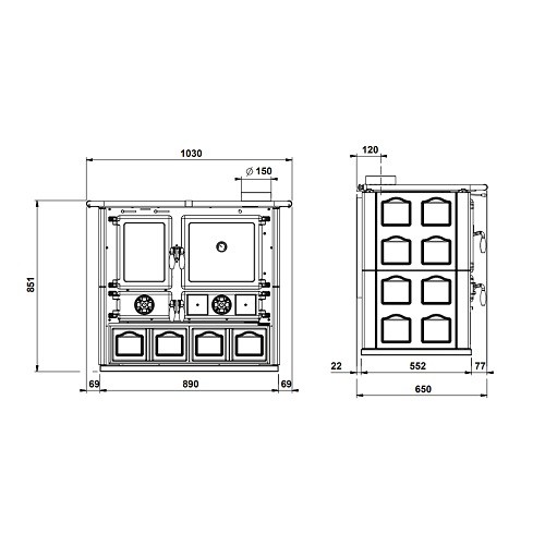 Aperçu: Cuisinière à bois La Nordica Rosa 5.0 - Maiolica 8,8 kW