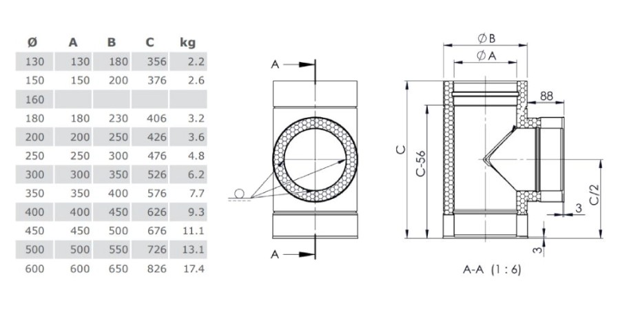 Aperçu: Té de raccordement 90° - double paroi - TEC-DW-STANDARD