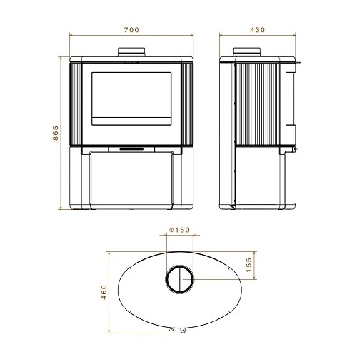 Aperçu: Poêle à bois Dovre Bow/WB 9 kW