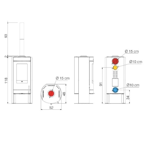 Aperçu: Poêle à bois Edilkamin Polo Open Evo 8,1 kW