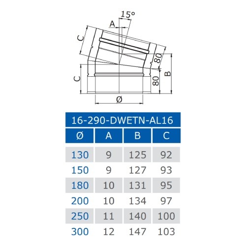 Aperçu: Coude 15° (P1) - double paroi - Jeremias DW-BLACK