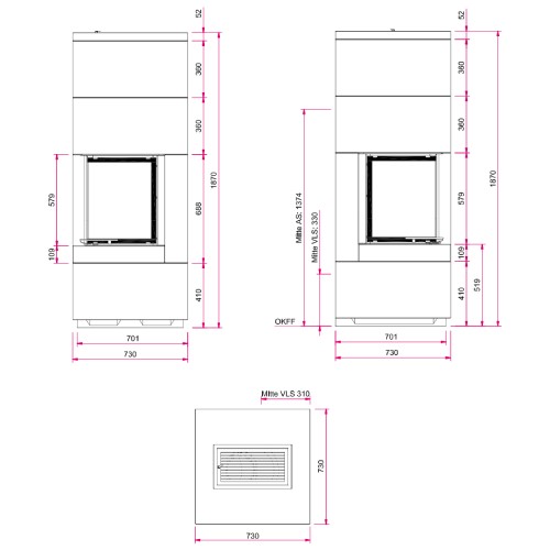 Aperçu: Foyer modulaire Camina S9 Kurz 7 kW accumulateur de chaleur