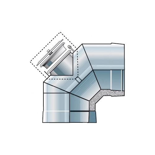 Coude 87° avec trappe d'inspection - double paroi - Raab DW-Alkon