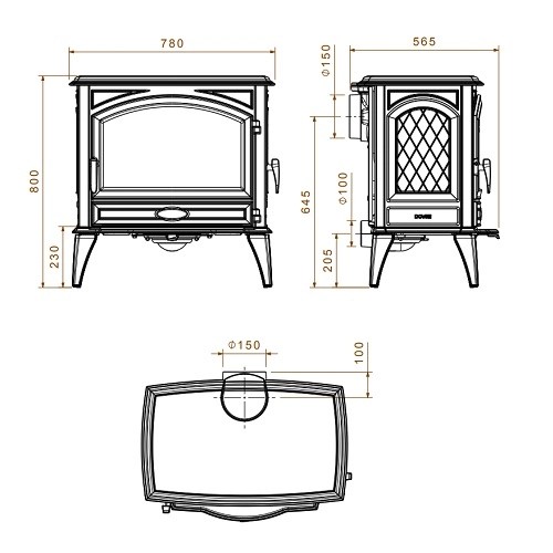 Aperçu: Poêle à bois Dovre 760 WD 12 kW