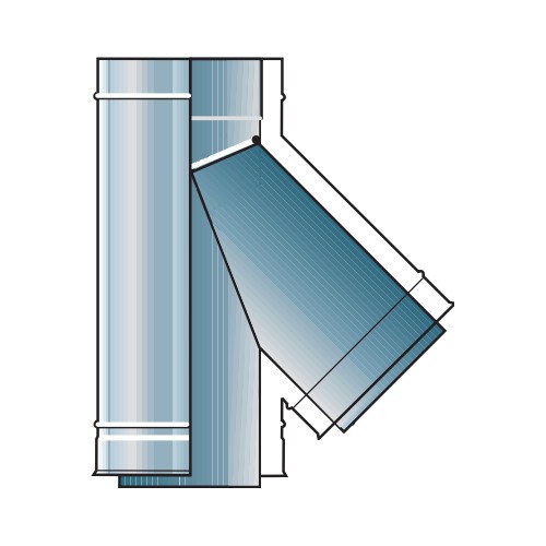 Té de raccordement 45° - double paroi - Raab DW 25 Optilife