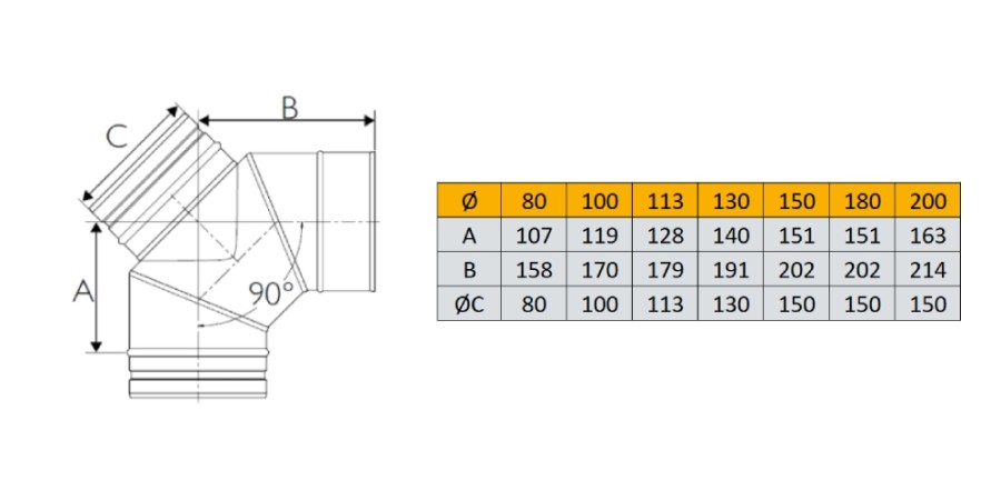 Aperçu: Coude d' inspection à 90° H1 - simple paroi - Schiedel PRIMA PLUS